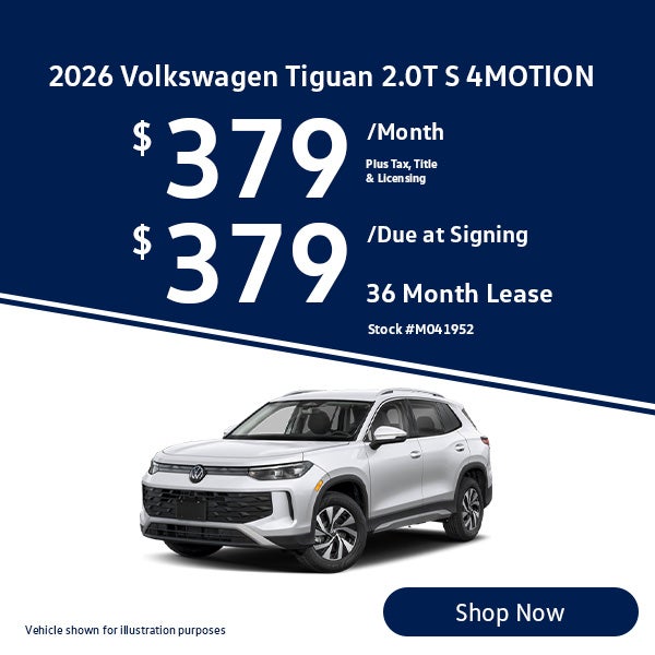 2026 Volkswagen Tiguan 2.0T S 4MOTION Lease from $379 per mo