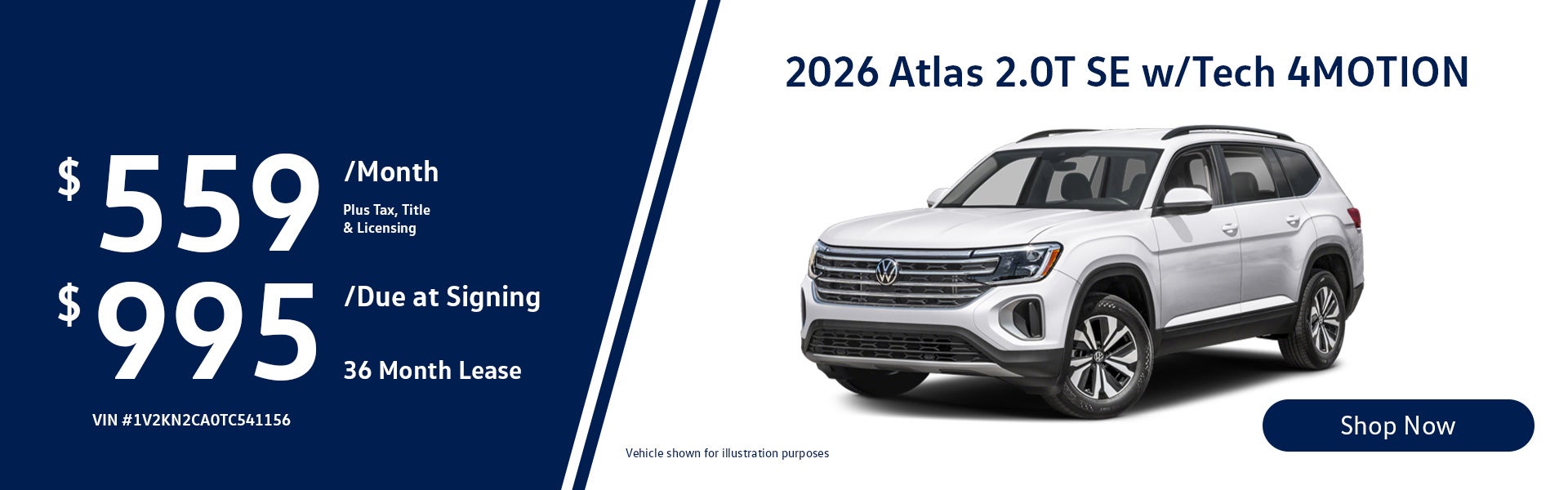 2026 Volkswagen Atlas 2.0T SE w/Technology 4MOTION Lease fro