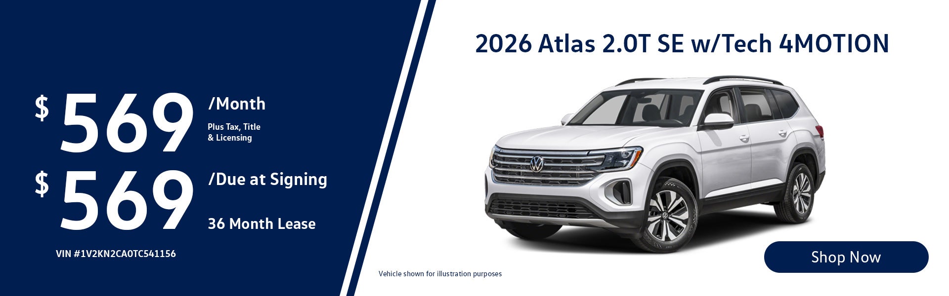 2026 Volkswagen Atlas 2.0T SE w/Technology 4MOTION Lease fro