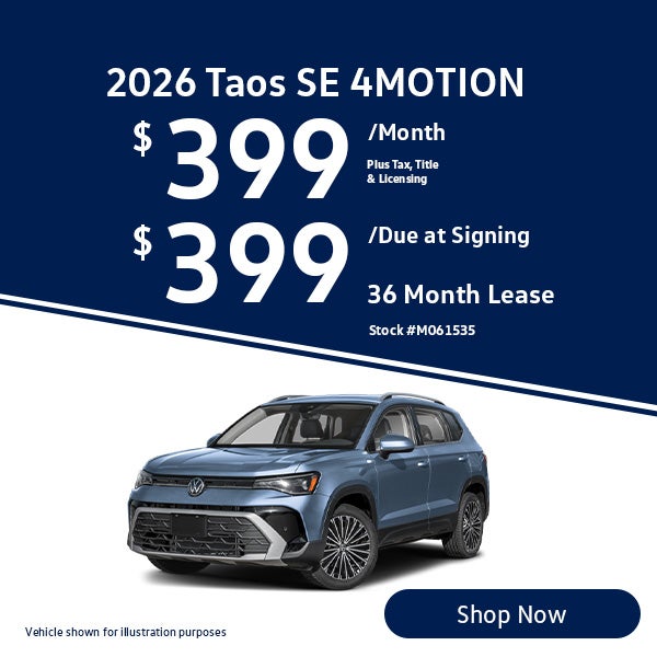2026 Volkswagen Taos SE 4MOTION Lease from $449/mo, $449 due