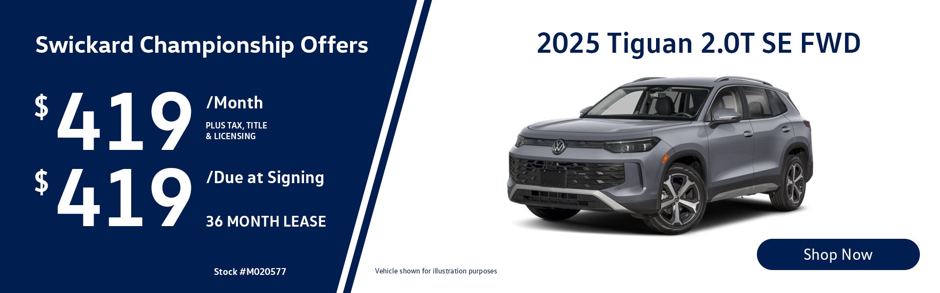 2025 Tiguan 2.0T SE FWD Lease for $419 per month for 36 mont