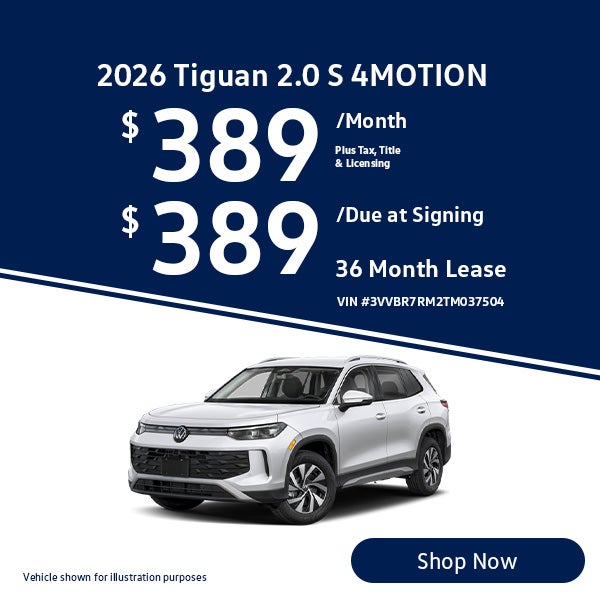 2026 Volkswagen Tiguan 2.0T S 4MOTION Lease from $389/mo, $3